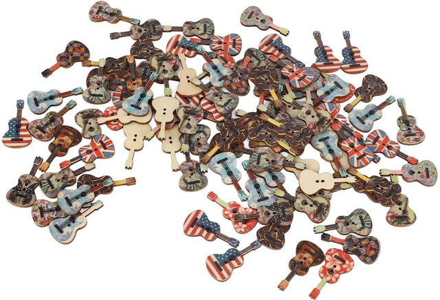 100 Stück GoolRC Holzgitarrenknöpfe DIY Handwerk Nähknöpfe mit 2 Löchern in Multicolour - Bild 1