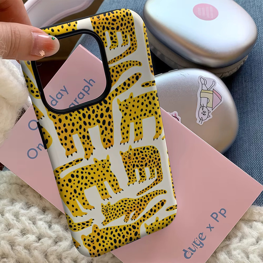 Handyhülle mit Gepardenmuster für Apple iPhone 17 16 15 14 13 12 11 Pro Max Plus in Multicolour mit doppelschichtiger Rückseite - Bild 4