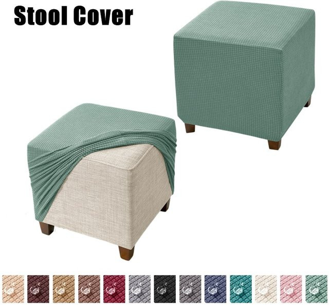 Yupartex Ottoman-Bezug aus elastischem Polar-Fleece in Grün für quadratische Hocker - Bild 1