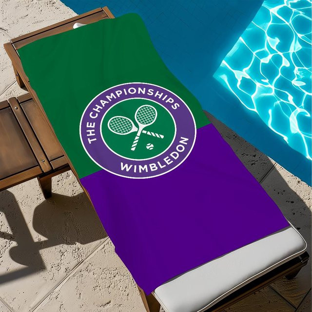 Ka Chen Mutong Wimbledon Handtuch aus Mikrofaser, schnelltrocknend und weich, Weiß-Grün, B: 60 cm, H: 130 cm - Bild 1