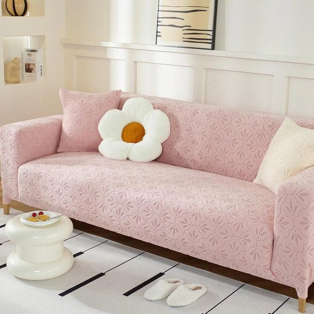Rutschfester Jacquard Sofabezug für 1-Sitzer Sessel in Pink, elastisch und verstellbar (145-185 cm) - Bild 1