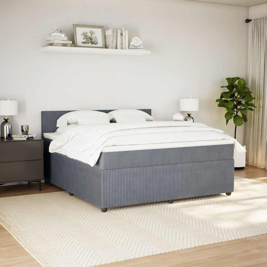 vidaXL Boxspringbett mit Matratze Dunkelgrau Samt B/T/H: 180 x 200 cm - Bild 3