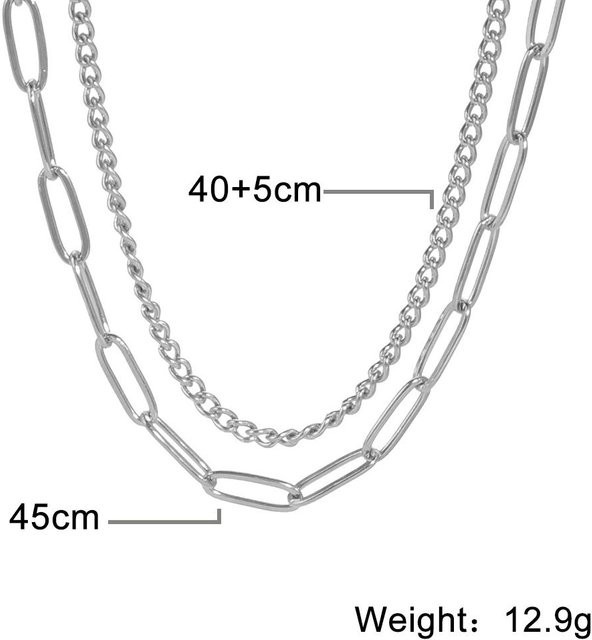 Halskette Edelstahl, Herzschloss Anhänger, Silber, Damen, 45-50 cm - Bild 1
