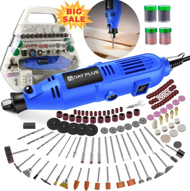 DayPlus Mini-Elektroschleifer Rotationswerkzeug in Blau mit 135 W Leistung, variable Geschwindigkeit 10000–32000 U/min und 252-teiligem Zubehörset für Holz, Metall und Bastelarbeiten - Bild 1