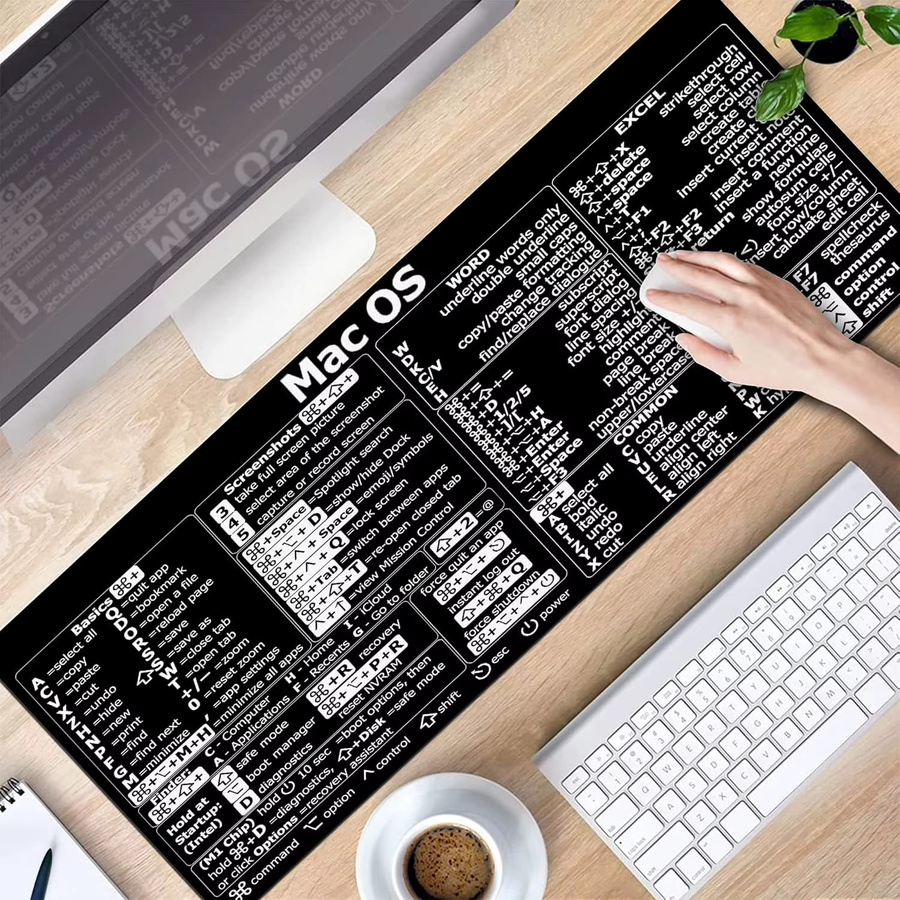 YSAGi Mauspad mit Mac OS Shortcuts und Börsen-Kerzenständer-Indikatoren in Schwarz - Bild 4
