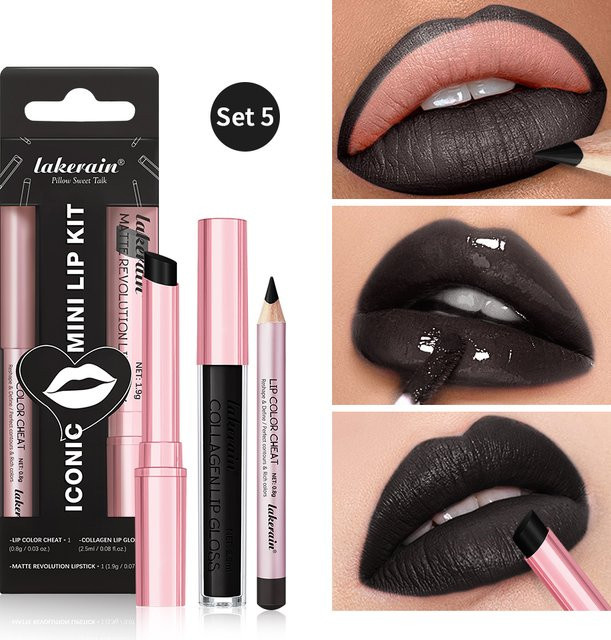 ibcccndc Lippenstift-Set, mattschwarz, Matt, Unisex - Bild 1