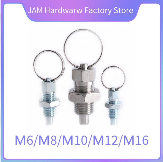 Multifunktionale Positioniersäule MJ217 mit Feder und Sicherungsstift für Zugringe, Farbe: Silber, Passend für M6/M8/M10/M12/M16 - Bild 1