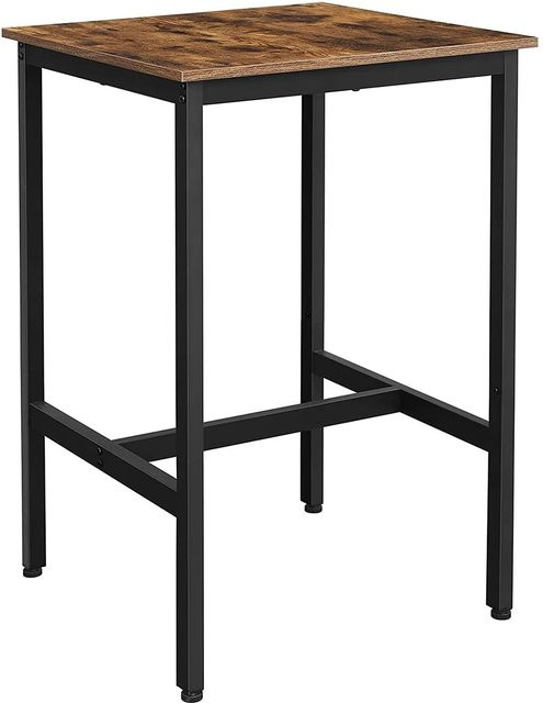 VASAGLE Bartisch im Industriestil, quadratischer Stehtisch in Braun-Schwarz, B/T/H: 60 x 60 x 92 cm - Bild 2