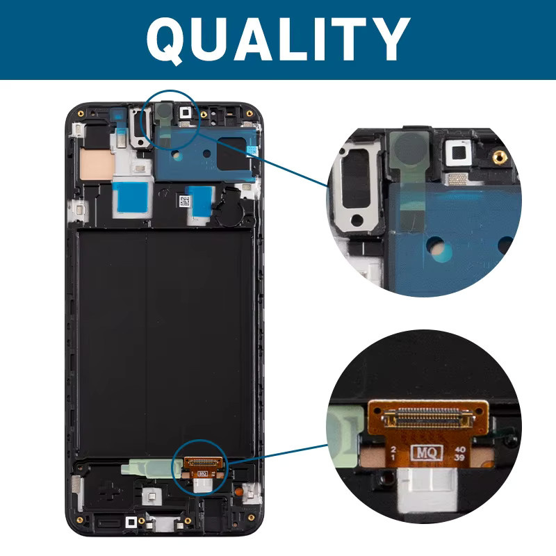 Samsung OLED-Bildschirm mit Rahmen und Touchscreen-Digitizer-Baugruppe für Galaxy A50 und A30 in Schwarz - Bild 2