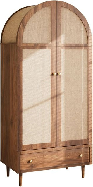 okwish Kleiderschrank mit Schubladen und Holztüren in Braun, B/T/H: 79 x 50 x 175 cm - Bild 1