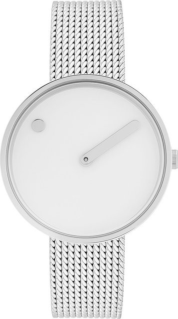 PICTO Damenuhr, Quarz, Edelstahl, Weiß, 34 mm, 5 ATM - Bild 1
