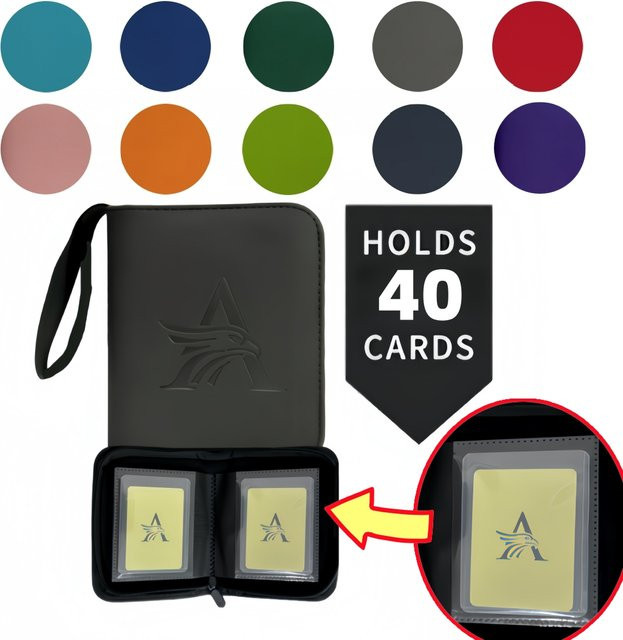 Top Loader Binder Album in Rot mit 1 Tasche für 40 Karten im Format 3x4 Zoll, seitlich befüllbares Sammelalbum für MTG, TCG, Pokémon und Sportkarten mit Reißverschluss - Bild 1