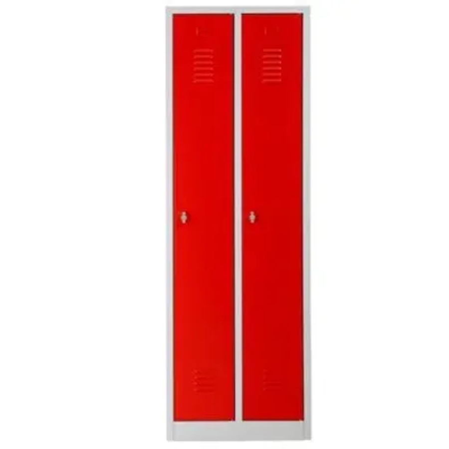PROREGAL Garderobenspind Camel 2-Fächer mit Vorhängeschloss und Kleiderstange, Grau-Rot, H x B x T: 180 x 60 x 50 cm - Bild 2