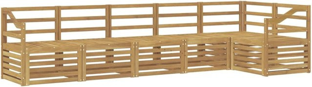 vidaXL Outdoor-Sofagarnitur in L-Form aus Akazienholz mit Latten-Design, 6-teilig, Weiß, B/T/H: 304 x 126,5 x 73 cm - Bild 1