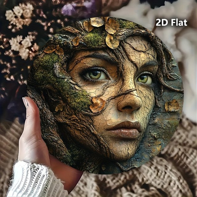 Potdemiel Vintage Metallschild Rund mit Baum und Frauenporträt in Multicolour Durchmesser: 20 cm - Bild 1