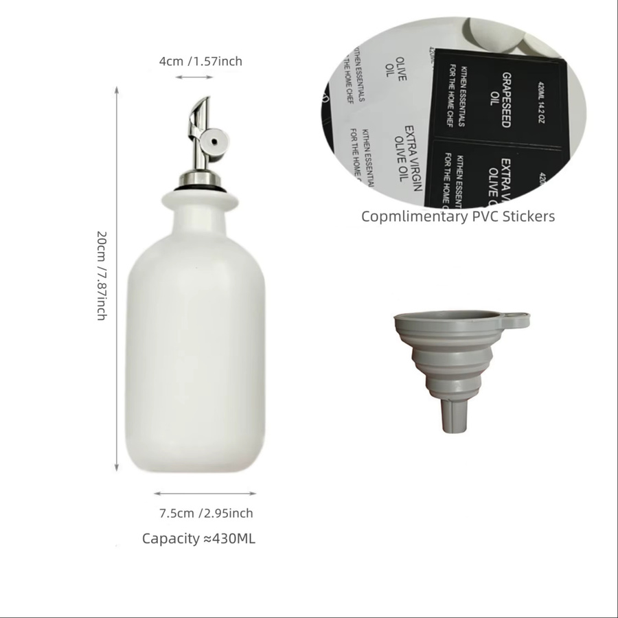 LISM Keramik Ölflasche für Olivenöl, Essig und Sojasauce, Weiß, 430 ml - Bild 5