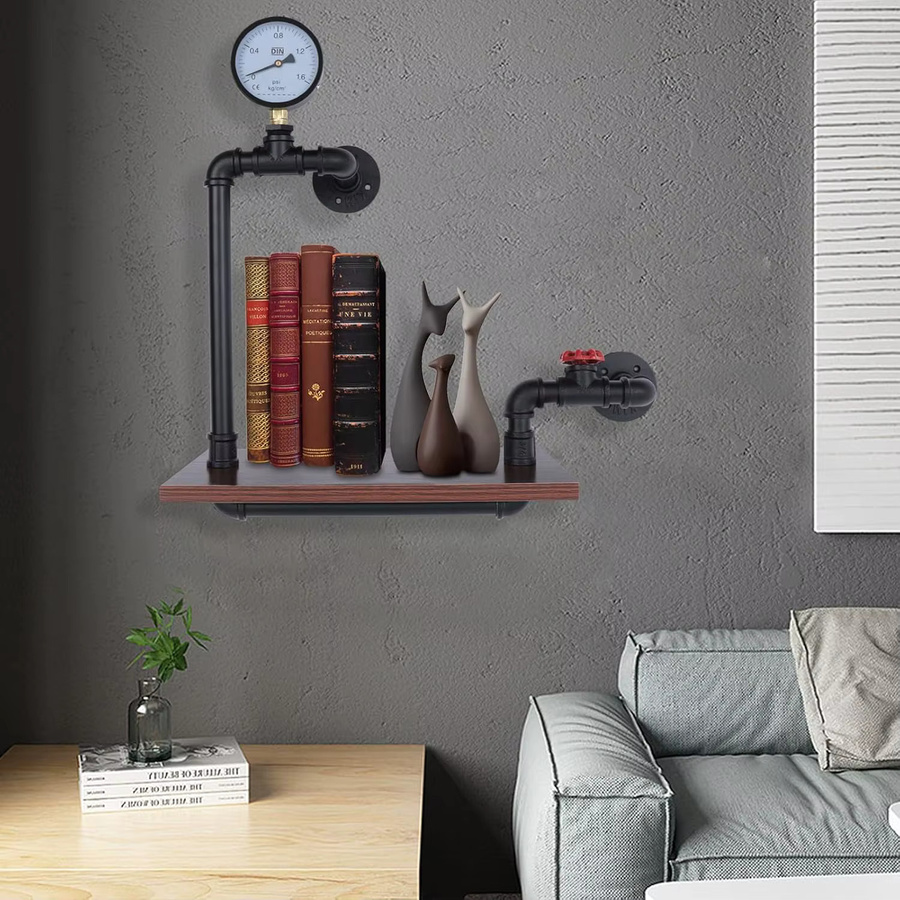 Bymaocar Industrielles Leiterregal aus Metall in Braun und Schwarz für Wohnzimmer und Badezimmer - Bild 2