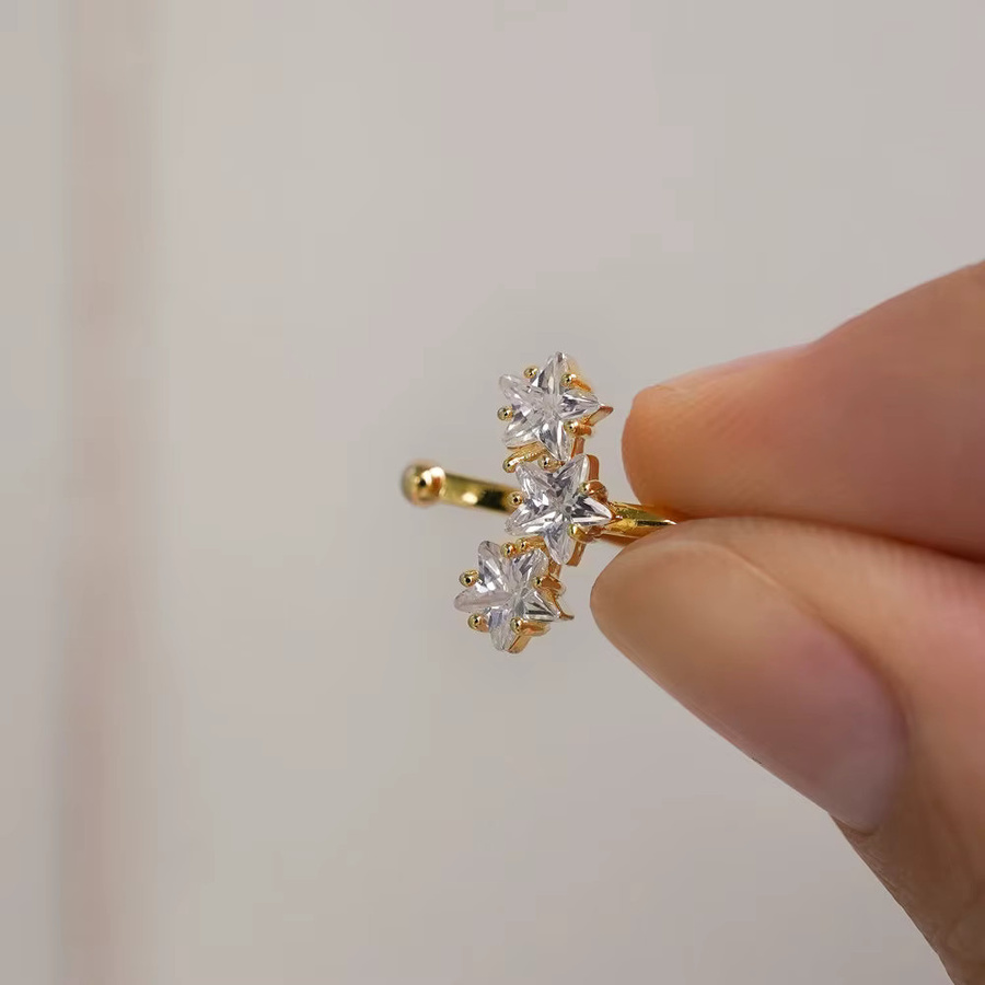 Ohrringe Stern, CZ Zirkon, Gold Farbe, Damen, Ohr Manschette - Bild 5