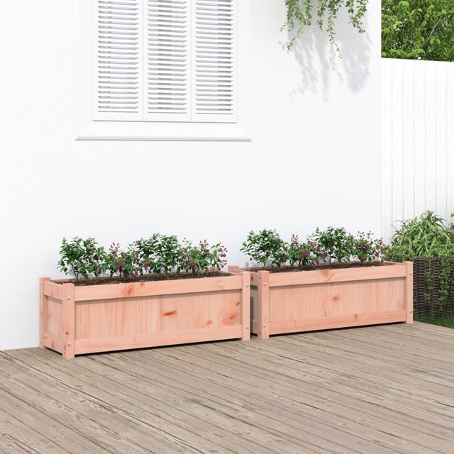 Set aus 2 Pflanzkübeln von vidaXL aus massivem Douglasienholz, B/T/H: 31 x 31 x 90 cm - Bild 2