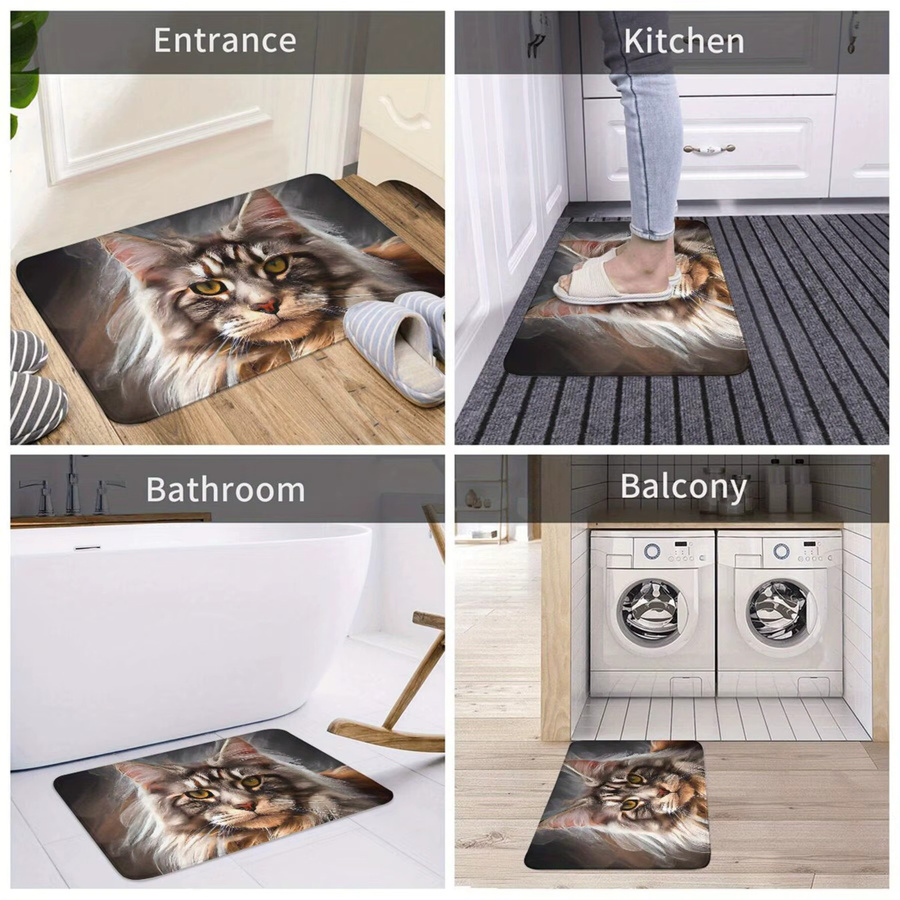VIKAMA Maine Coon Katzenteppich im nordischen Stil, rechteckige haustierfreundliche Matte mit rutschfester Basis, mehrfarbig - Bild 3