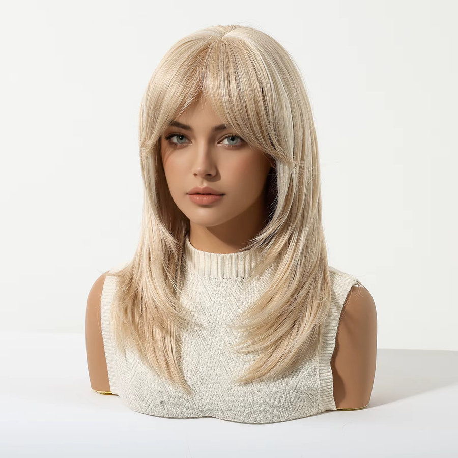 TINY LANA Perücke, platinblond, mittellang, gerade, mit Pony, Damen - Bild 2