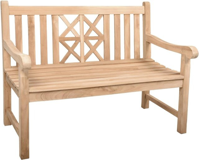 DELUKE Gartenbank OLAF 2-Sitzer aus Teakholz in Natur Braun, wetterfest, Breite: 120 cm - Bild 1