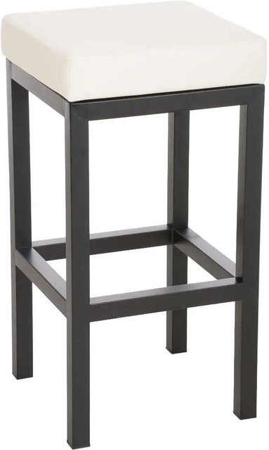 DELUKE Barhocker KIEL Tresenhocker aus Kunstleder und Stahl in Creme ohne Lehne, Höhe: 80 cm - Bild 1