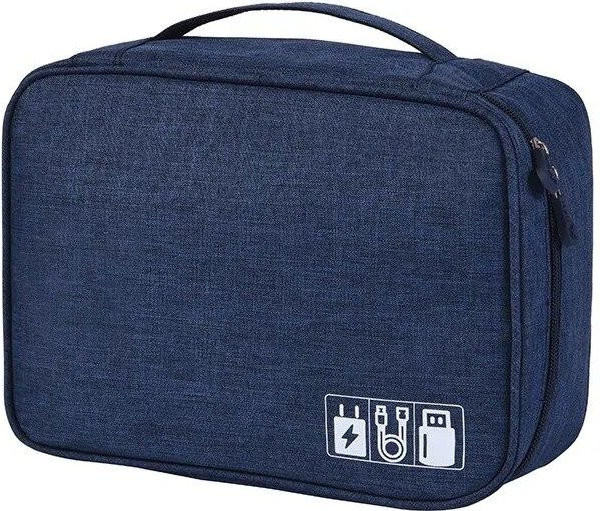 Yiran Furniture Digitale Datenkabel Aufbewahrungstasche mit großer Kapazität und Gitterfach in Blau - Bild 1