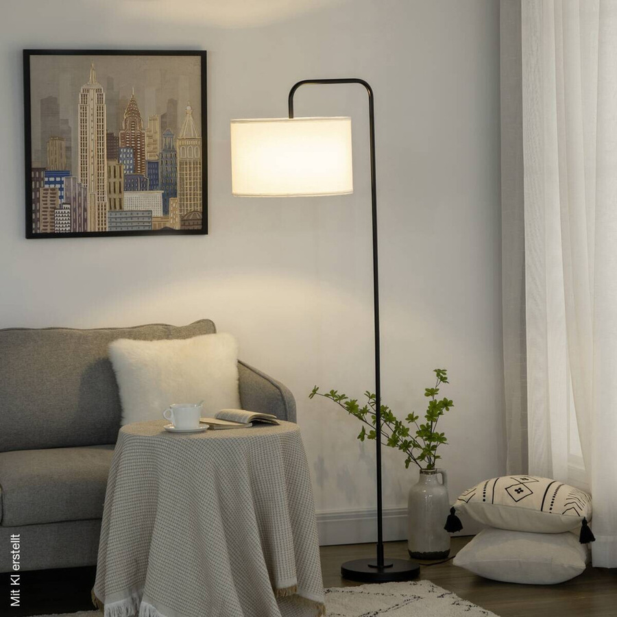 HOMCOM Stehleuchte modern in Weiß mit Stoffschirm und E27 Fassung, B/H/T: 38 x 163,5 x 64 cm - Bild 3