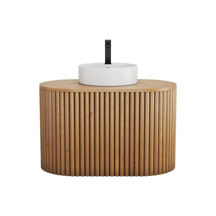 Vente-unique Einzelwaschtisch Towari aus Teakholz in Naturfarben Hell, Breite: 90 cm - Bild 2