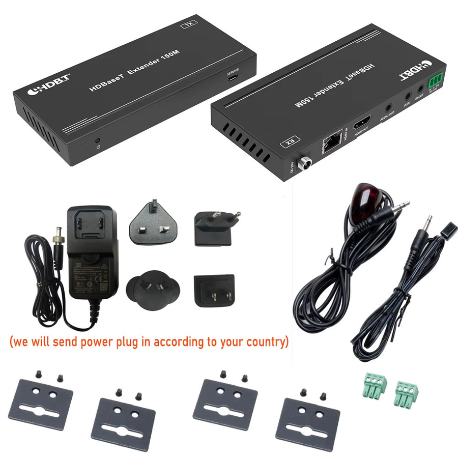 VBDWRM HDBaseT HDMI 2.0 Extender mit Audio und RS232 & IR Control, 4K UHD 60Hz, Schwarz, bis zu 150m über CAT6/5e Ethernet Kabel - Bild 5