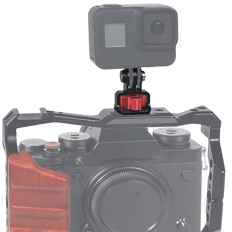 XT-XINTE Mini-Stativadapter mit 1/4 Zoll Schraube und ARRI Schnellverschlusshalterung in Schwarz für GoPro, Insta360 und DJI Osmo Action/Pocket Gimbals - Bild 2