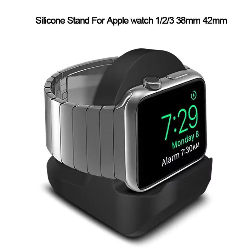 Silikon Ladeständer für Apple Watch Serie 1, 2, 3 und 4 in Schwarz oder Weiß - Bild 1