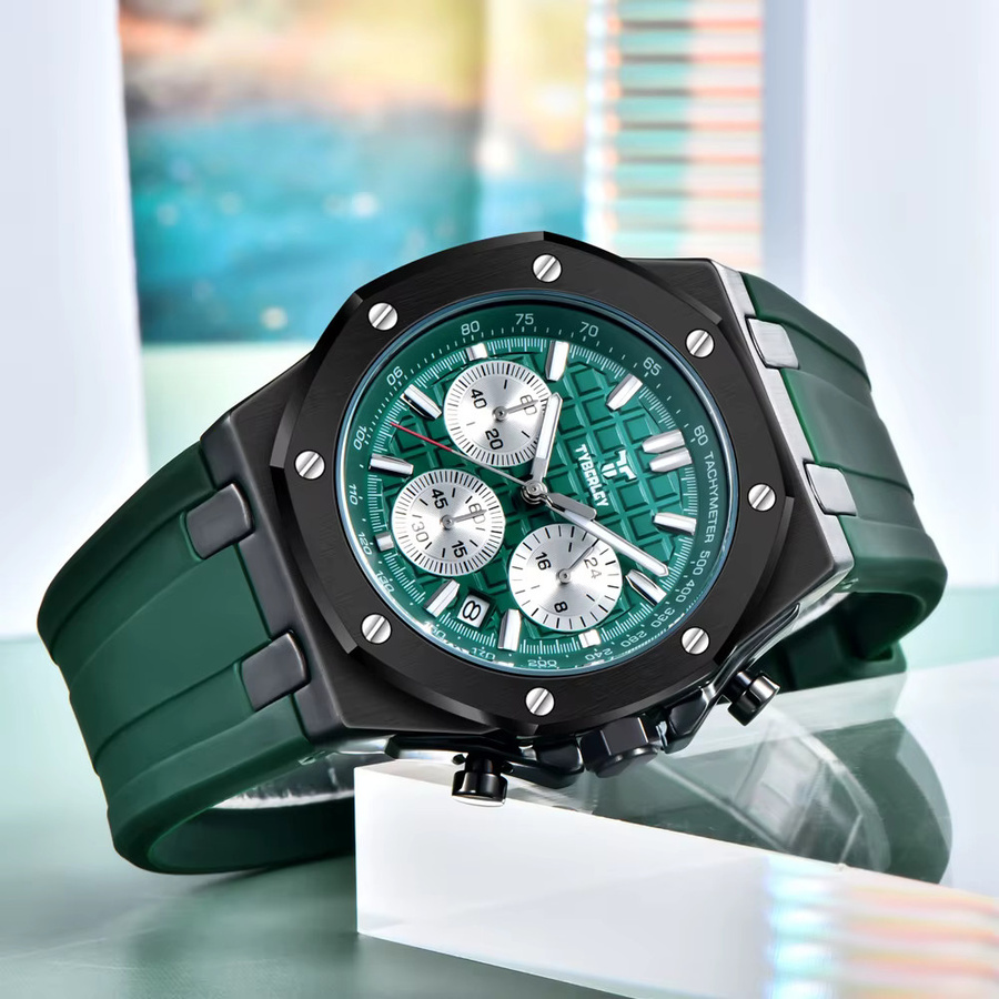 TYBERLEY Chronograph, Quarz, Grün, Silikon, Herren - Bild 3