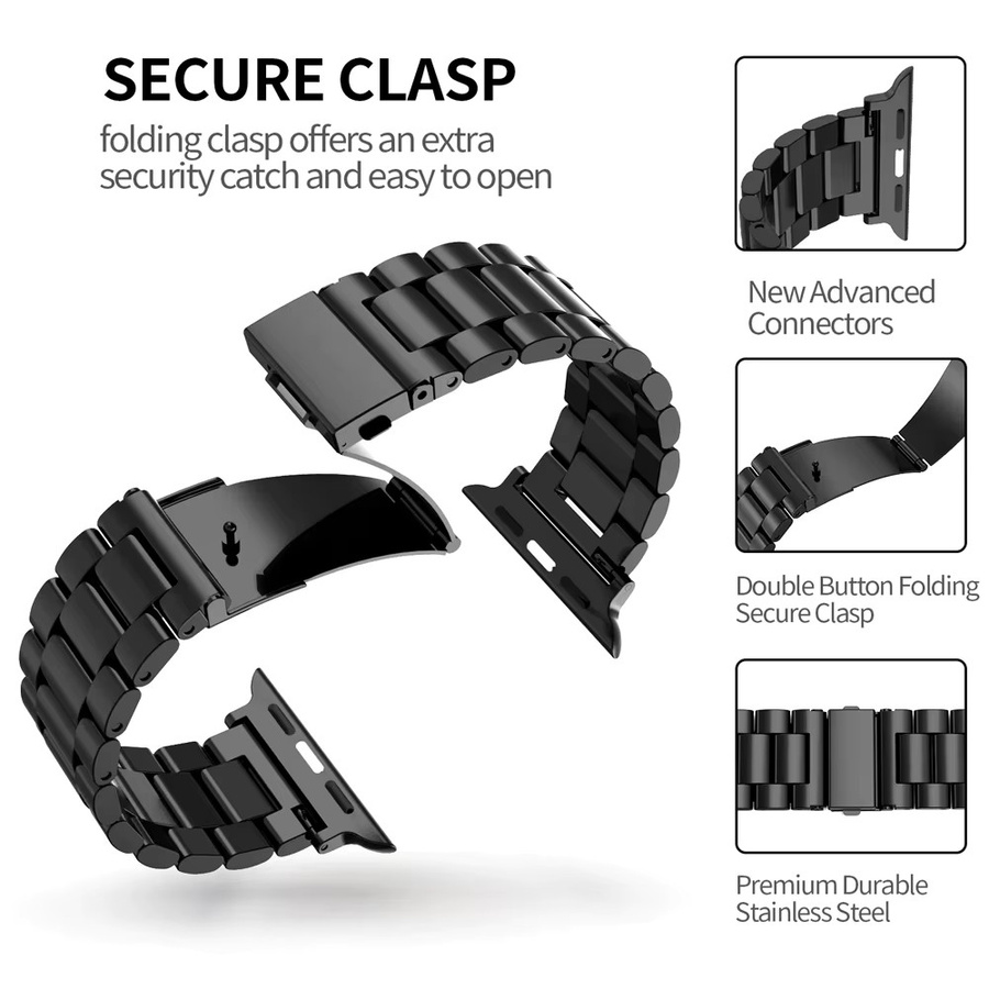 Jansin Uhrenarmband Edelstahl, Schwarz, Unisex - Bild 2