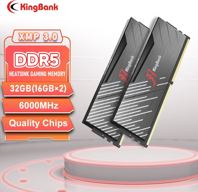 KingBank KRXB DDR5 Desktop-Arbeitsspeicher 16GB 6000MHz CL36-38-38-86 1,35V mit Kühlkörper für PC-Gaming Intel XMP 3.0 - Bild 1