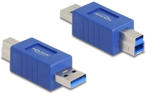 Delock USB 2.0 Adapter mit 1x USB-A Stecker auf 1x USB-B Stecker in Blau 67213 - Bild 1
