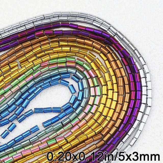 JHNBY Abstandsperlen Hämatit-Naturstein, zylinderförmig, 5 x 3 mm - Bild 1