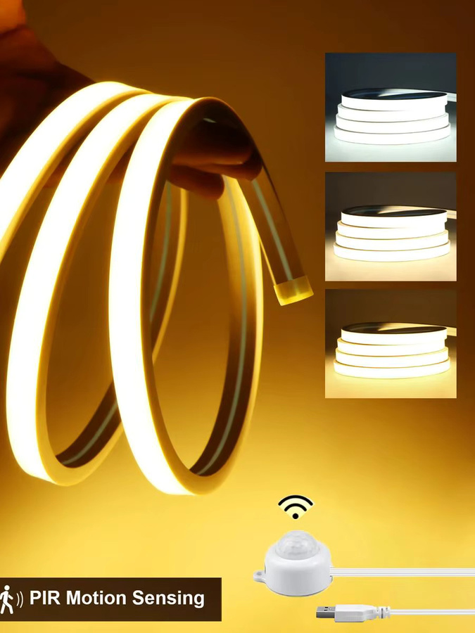 Gyarfas Intelligenter PIR-Bewegungssensor mit COB-Neonstreifen, USB 5V, einstellbare Lichtverzögerung für Schlafzimmer, Flur und Treppen - Bild 7