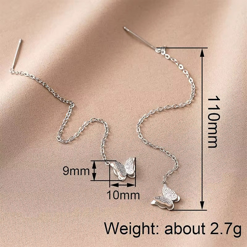 Huitan Ohrringe, Schmetterlingsdesign, Edelstahl, Silber, Damen - Bild 2