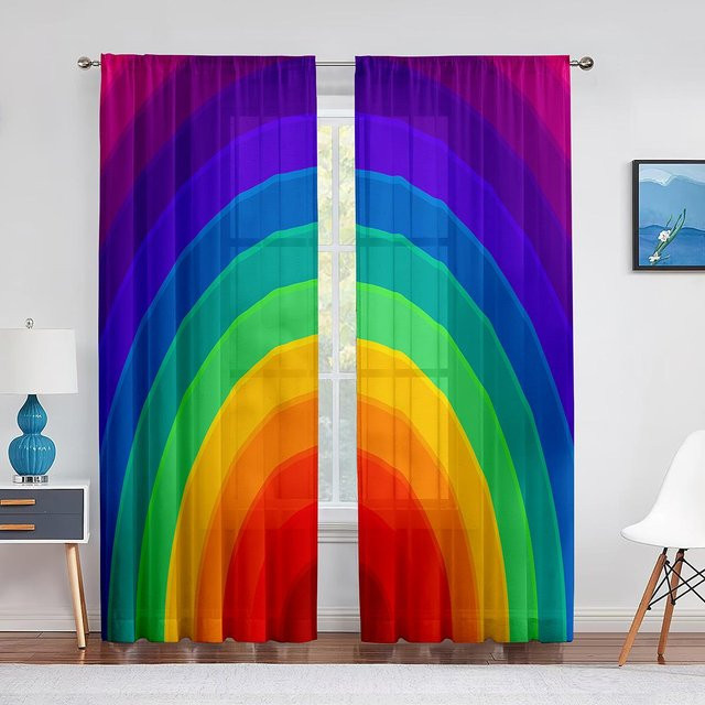 Super Six Regenbogen Chiffon-Vorhang aus transparentem Tüll in Multicolor, Breite: 400 cm, Höhe: 250 cm - Bild 1
