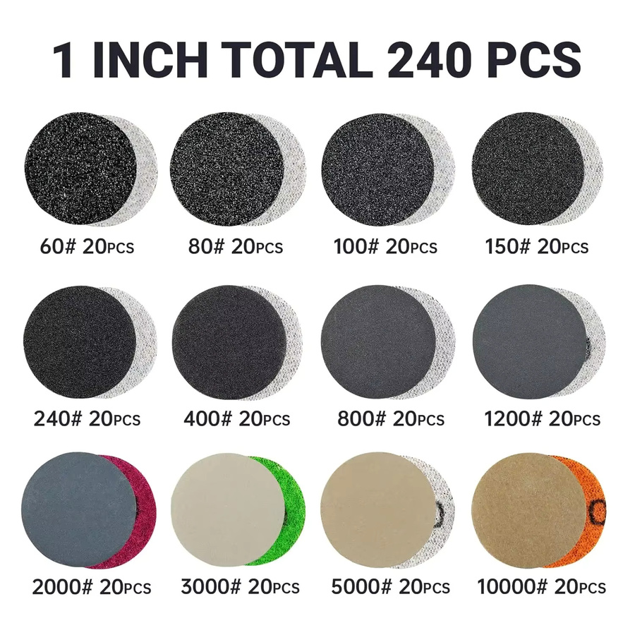 VIBRATITE Nass-Trocken-Schleifscheiben Set mit Stützteller und Schnittstellenpad, Durchmesser: 25 mm, Körnung: 60–10000, Schaft: 1/8 Zoll oder 1/4 Zoll - Bild 2