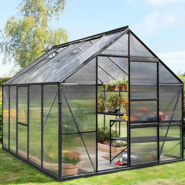 Vitavia Gewächshaus Meridian 8300 Schwarz mit Polycarbonat-Platten und Aluminiumrahmen, 8,3 m² - Bild 1