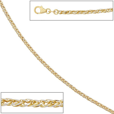 Colfem Zopfkette 585 Gelbgold, Weißgold bicolor, 1,9 mm, 45 cm, Unisex - Bild 1