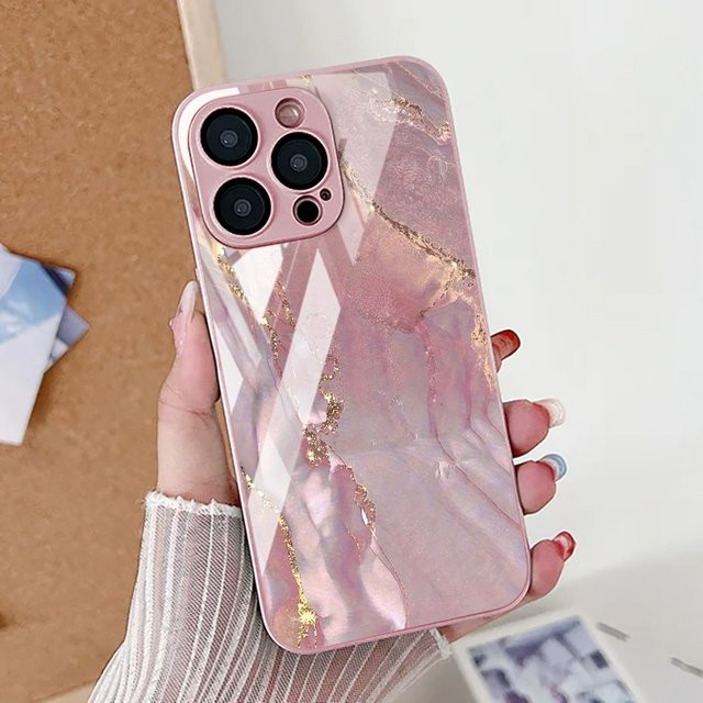 Stoßfeste Samsung Handyhülle mit Marmor Muster in Pink für Galaxy S25 S24 S23 Ultra A56 A17 A55 A16 A26 A54 A53 A34 A36 S21 FE - Bild 1