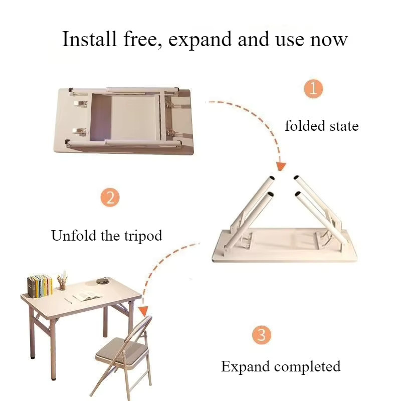 LIUSHADUOLA Klapptisch in Weiß als minimalistischer Schreibtisch und Esstisch für Home Office und Mietzimmer - Bild 4