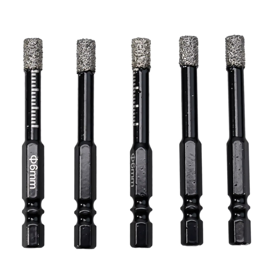VIBRATITE 5-teiliges Set Accum-gelötete Trockenbohrer in Schwarz für Glas, Fliesen, Keramik, Mauerwerk, Beton, Granit und Marmor - Bild 3