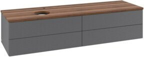 V&B Waschtischunterschrank Antao mit Frontstruktur und Beleuchtung, Farbe Anthrazit lackiert, B: 160 cm, T: 50 cm - Bild 1