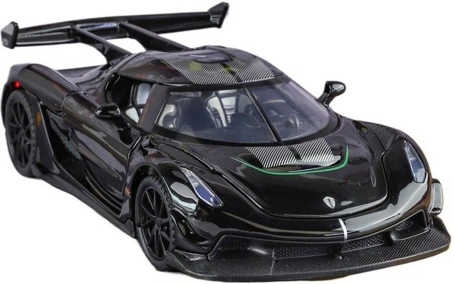 Fourall- Model Cars Koenigsegg Jesko, Sportwagen-Legierungsmodell, 1:32, Schwarz, Rückziehfunktion, Simulierter Soundeffekt - Bild 1