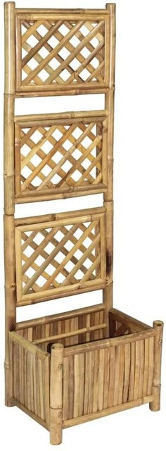 vidaXL Pflanzenbehälter mit Bambus-Spalier in Braun, B/T/H: 40 x 30 x 135 cm - Bild 1